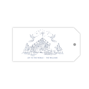 Nativity Toile Blue | Gift Tags