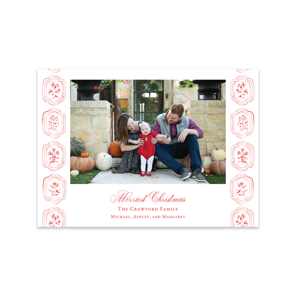 Sweet Red Block Print Horizontal | Holiday Photo Card
