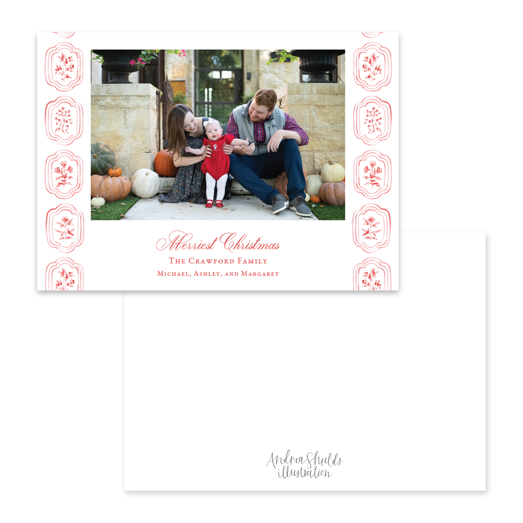 Sweet Red Block Print Horizontal | Holiday Photo Card