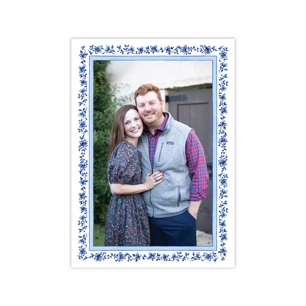 Chinoiserie Nativity Floral Border Vertical | Holiday Photo Card