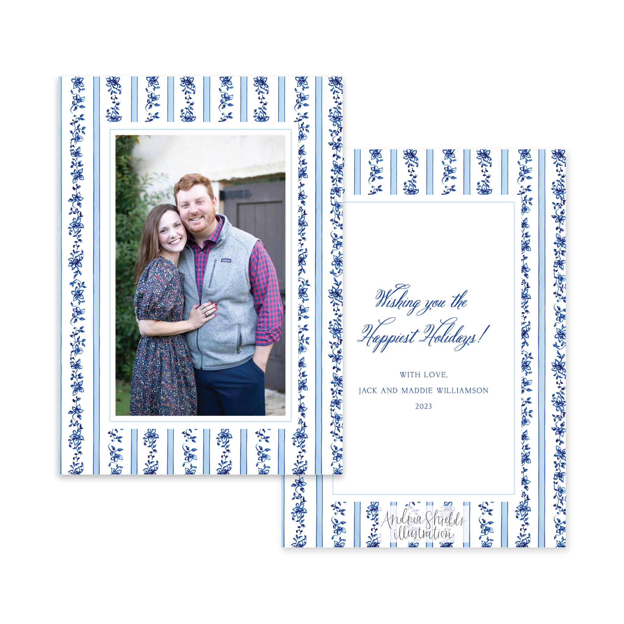 Chinoiserie Nativity Stripes Vertical | Holiday Photo Card
