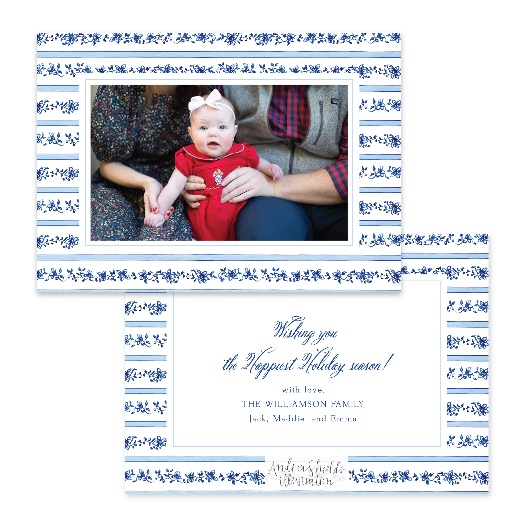 Chinoiserie Nativity Stripes Horizontal | Holiday Photo Card