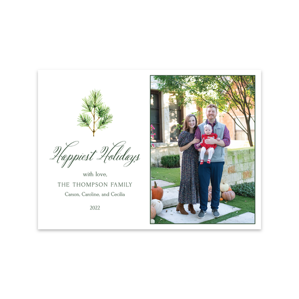 Holiday Botanical Pine Horizontal | Holiday Photo Card