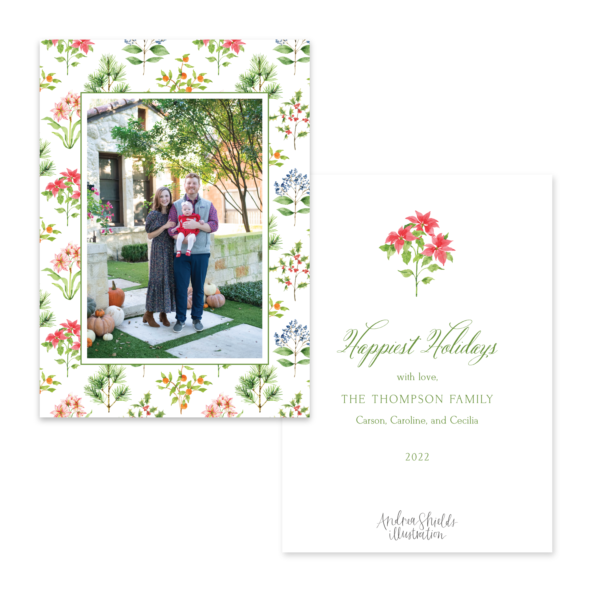 Holiday Botanical White Pattern Vertical | Holiday Photo Card
