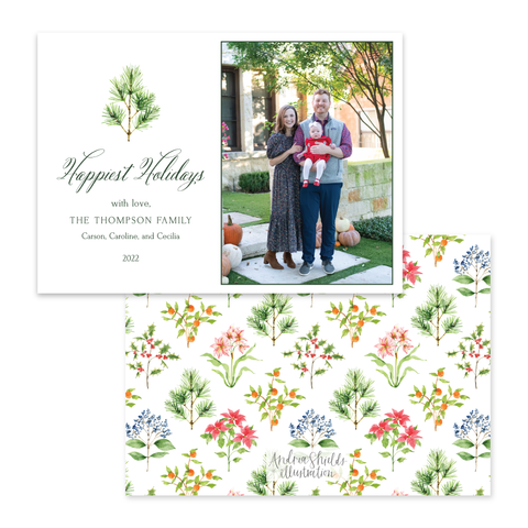 Holiday Botanical Pine Horizontal | Holiday Photo Card