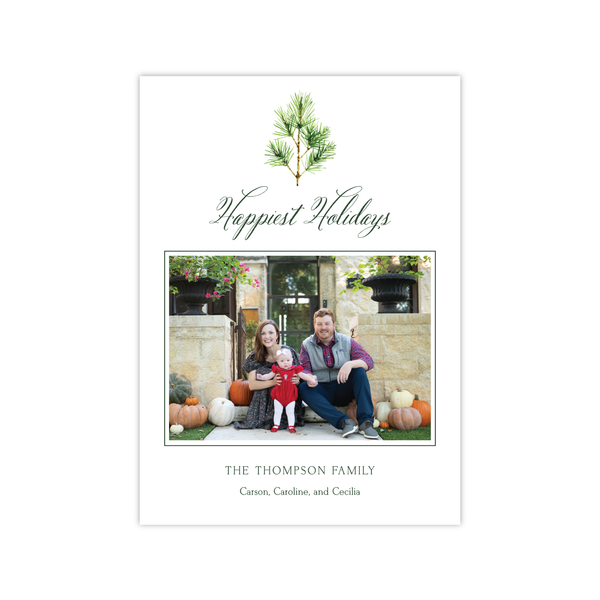 Holiday Botanical Pine Vertical | Holiday Photo Card