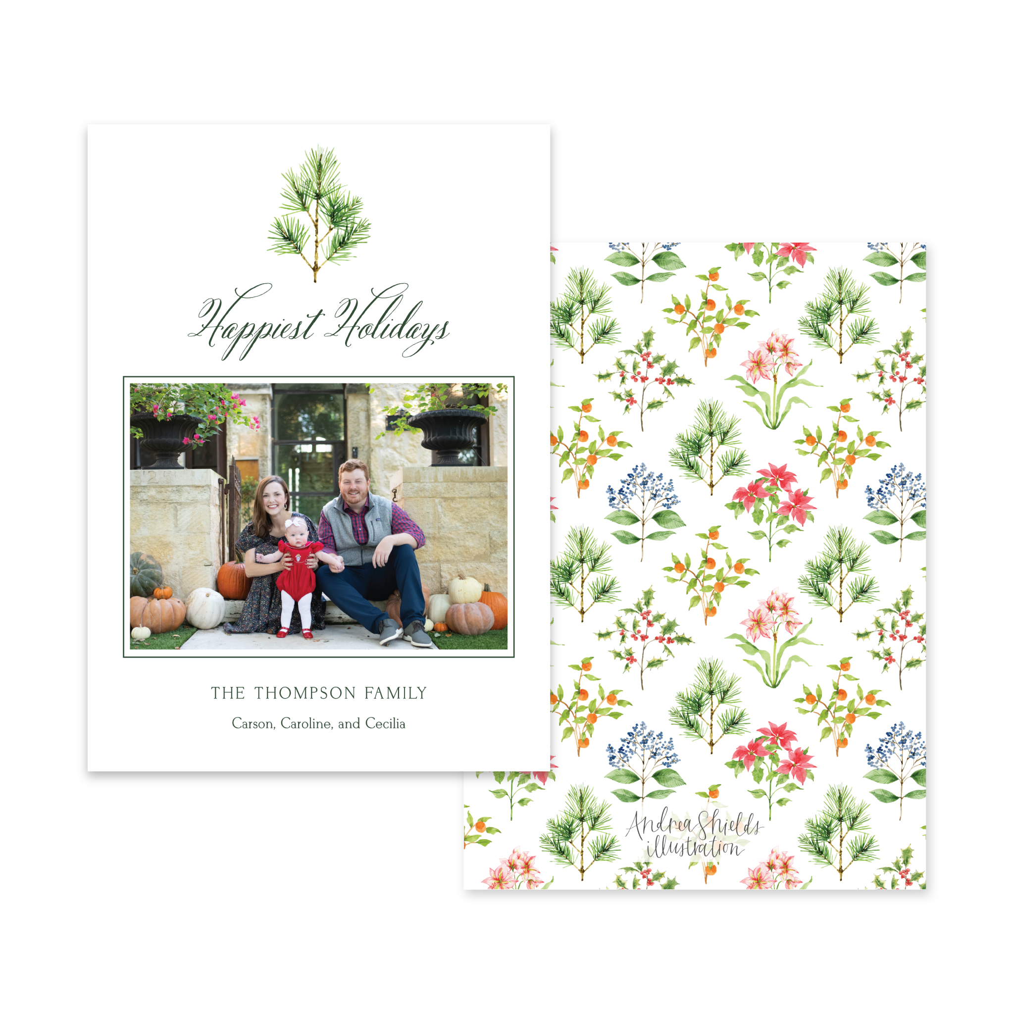 Holiday Botanical Pine Vertical | Holiday Photo Card