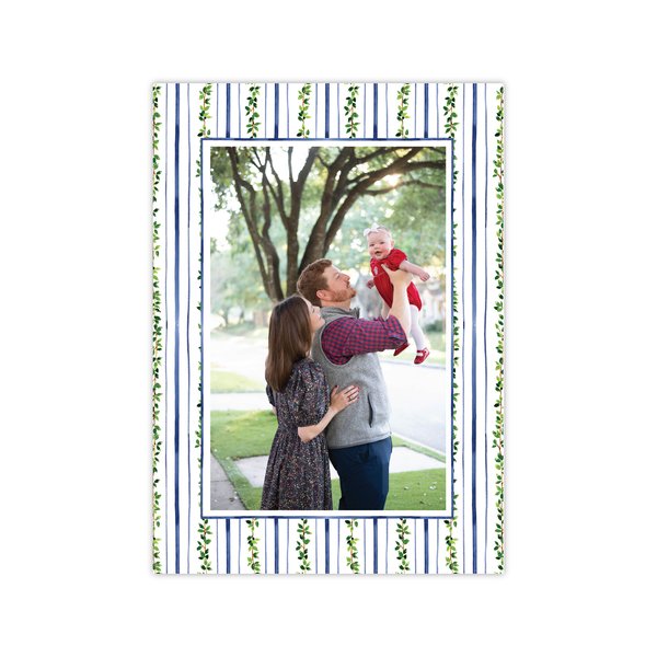 Leafy Green Holidays Stripe Vertical | Holiday Photo Card