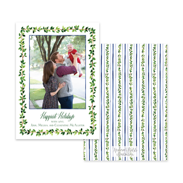 Leafy Green Holidays Vertical | Holiday Photo Card