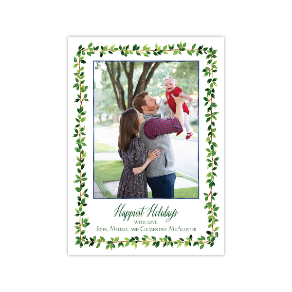 Leafy Green Holidays Vertical | Holiday Photo Card