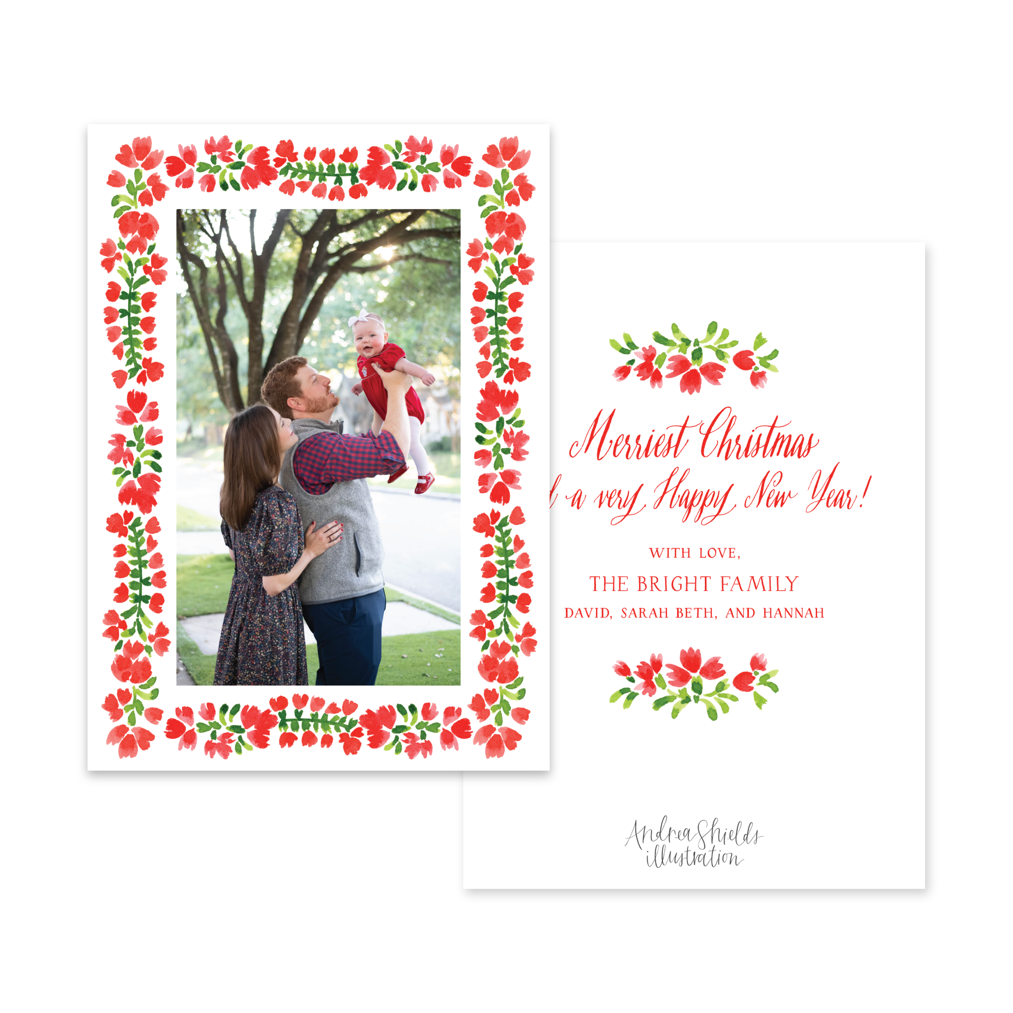 Flores Frame Vertical | Holiday Photo Card