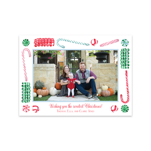 Candy Cane Lane Mixed Border Horizontal | Holiday Photo Card