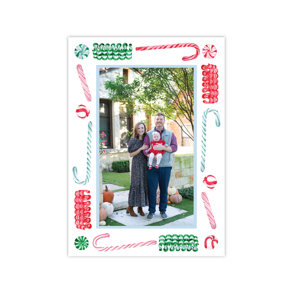 Candy Cane Lane Mixed Border Vertical | Holiday Photo Card