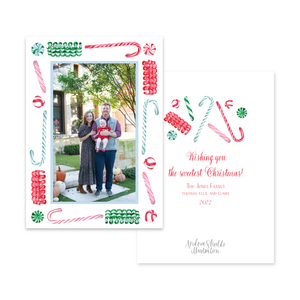 Candy Cane Lane Mixed Border Vertical | Holiday Photo Card