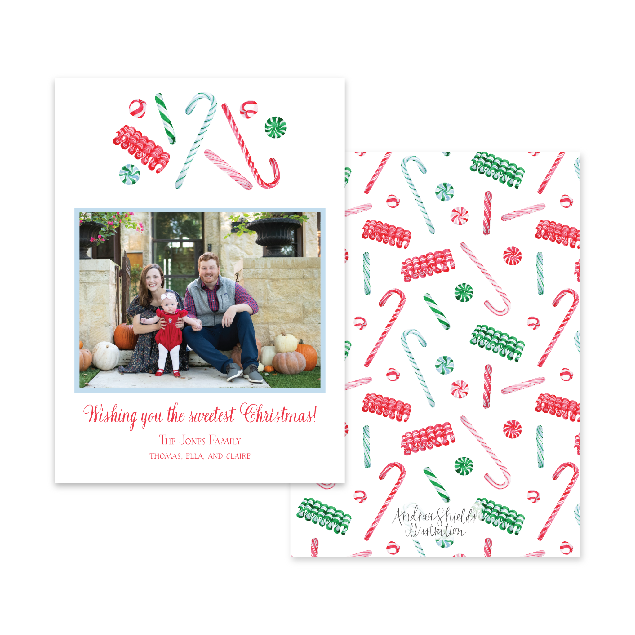 Candy Cane Lane Mixed Pattern Vertical | Holiday Photo Card