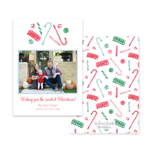 Candy Cane Lane Mixed Pattern Vertical | Holiday Photo Card