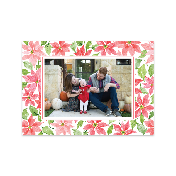 Poinsettias Pattern Horizontal | Holiday Photo Card