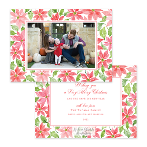 Poinsettias Pattern Horizontal | Holiday Photo Card