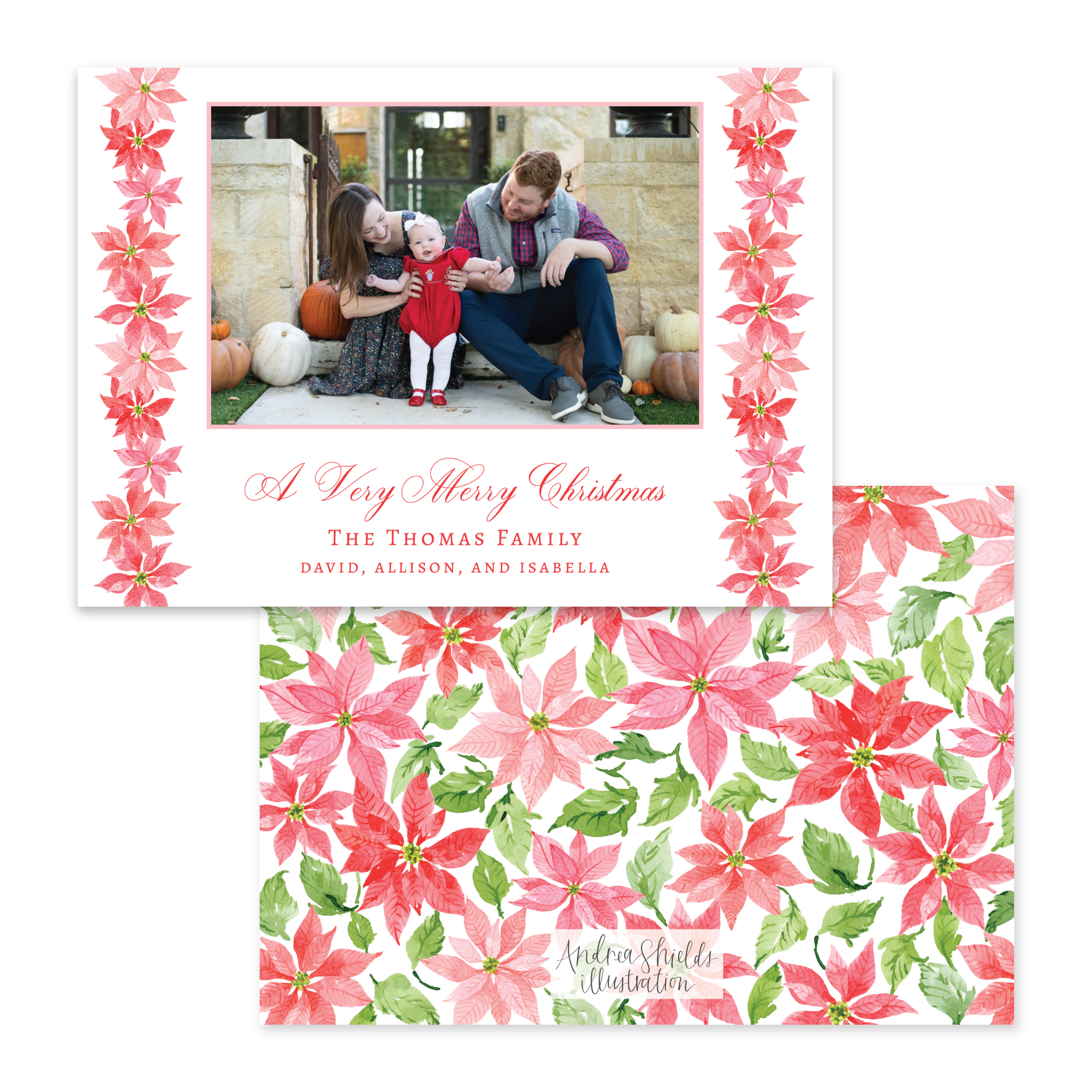 Poinsettias Horizontal | Holiday Photo Card