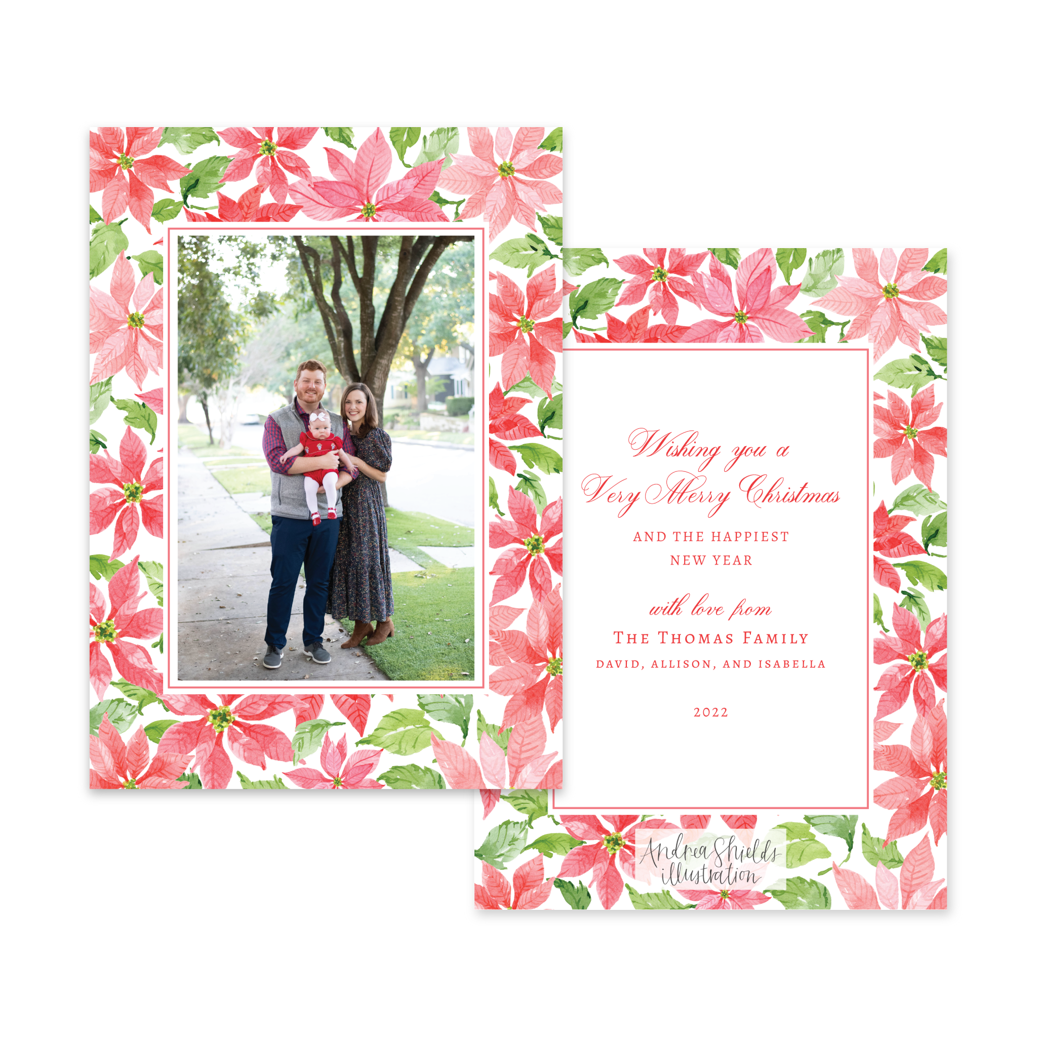 Poinsettias Pattern Vertical | Holiday Photo Card