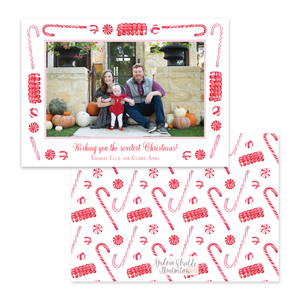 Candy Cane Lane Red Border Horizontal | Holiday Photo Card