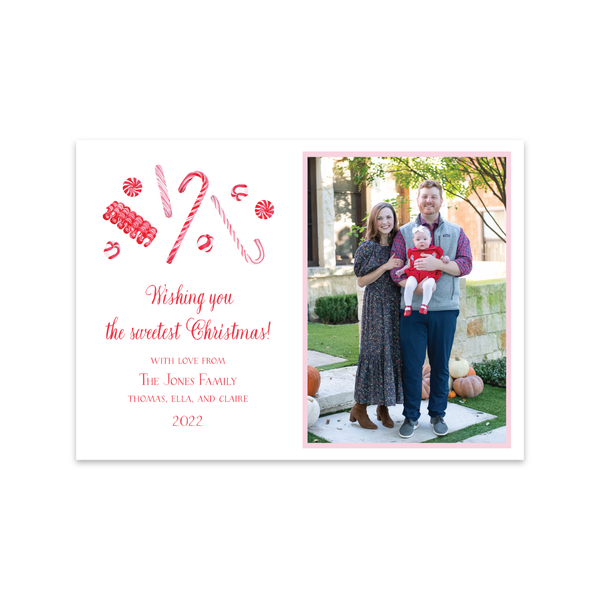 Candy Cane Lane Red Pattern Horizontal | Holiday Photo Card