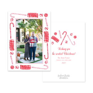 Candy Cane Lane Red Border Vertical | Holiday Photo Card